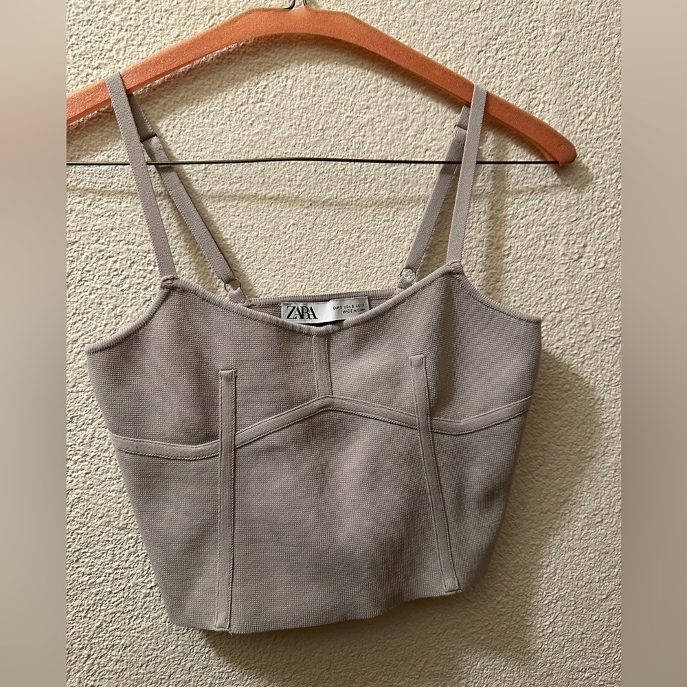 Zara Crop Top Women Nude Bandage Knit Corset Viscose/ Nylon Size Medium